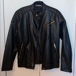 Men’s Black Zara Faux Leather Biker Jacket
